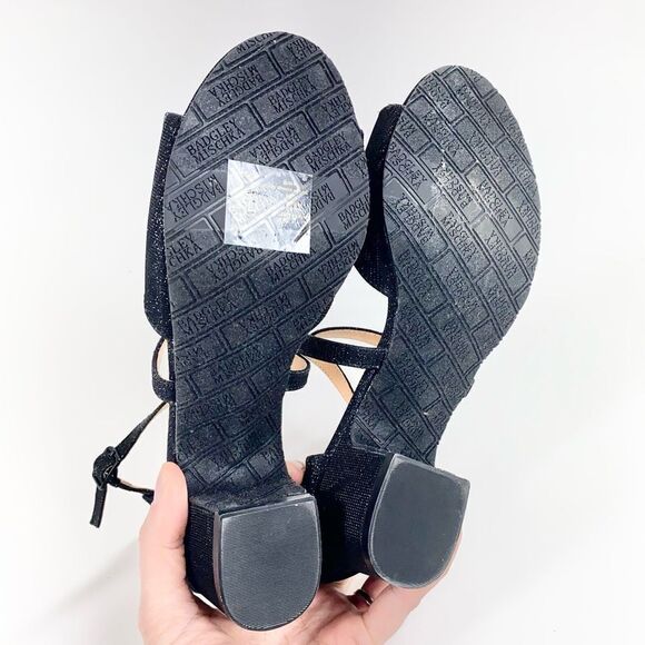 Badgley Mischka pernia gems formal black low strappy heel with rhinestone 5 - Picture 5 of 7